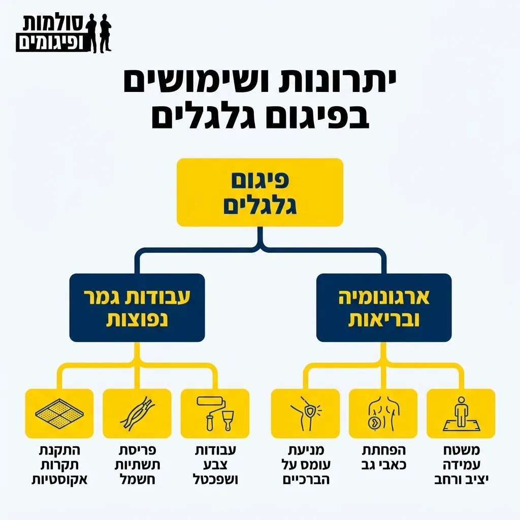 אינפוגרפיקה — יתרונות ושימושים בפיגום גלגלים: פיגום גלגלים