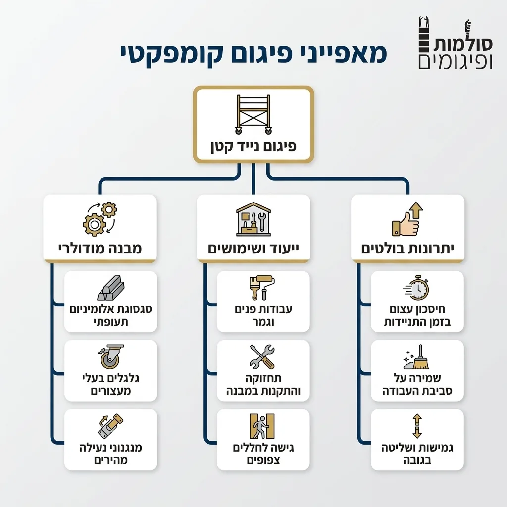 אינפוגרפיקה — מאפייני פיגום קומפקטי: פיגום נייד קטן