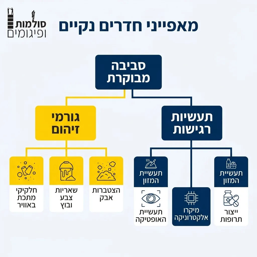 אינפוגרפיקה — מאפייני חדרים נקיים: סביבה מבוקרת