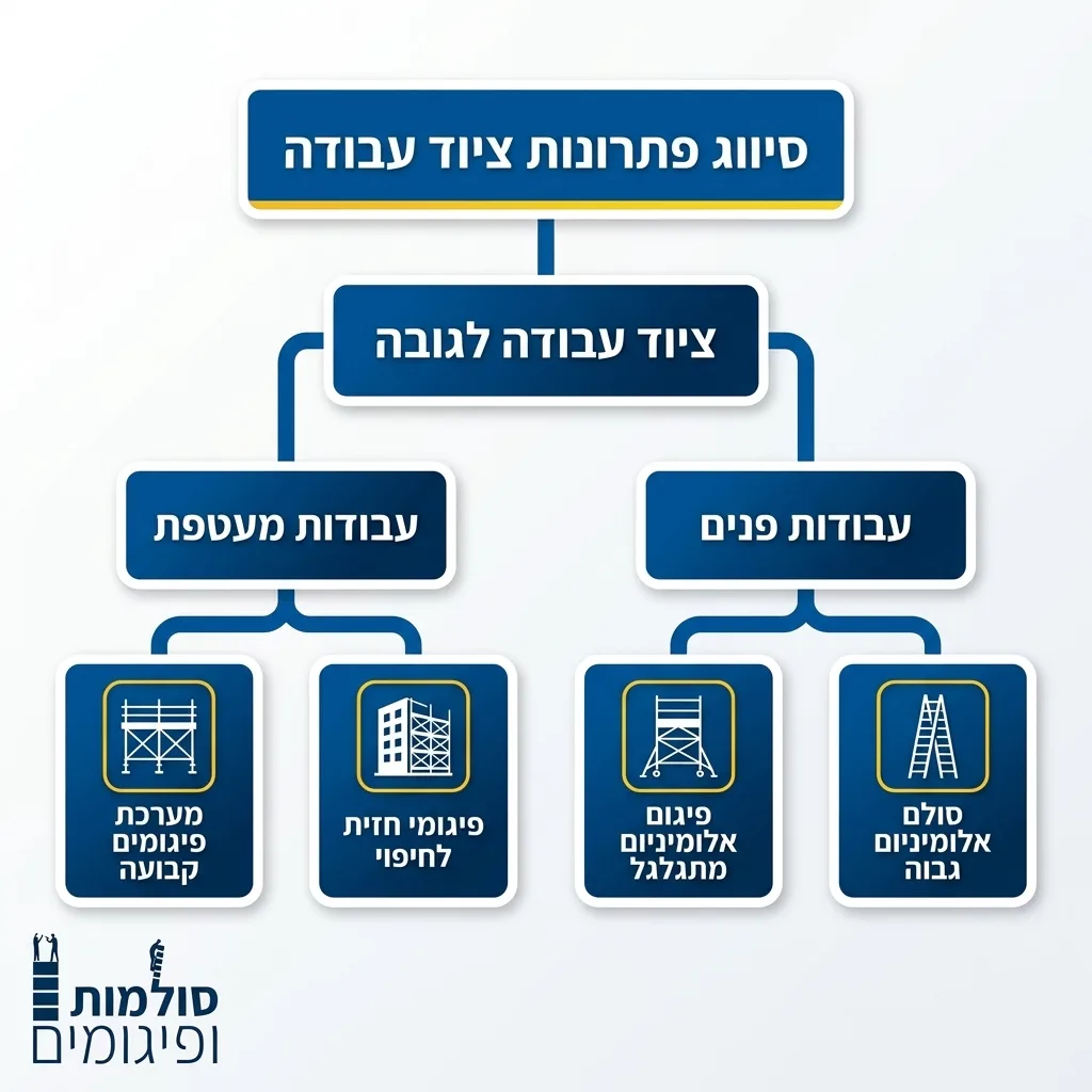 אינפוגרפיקה — סיווג פתרונות ציוד עבודה: ציוד עבודה לגובה